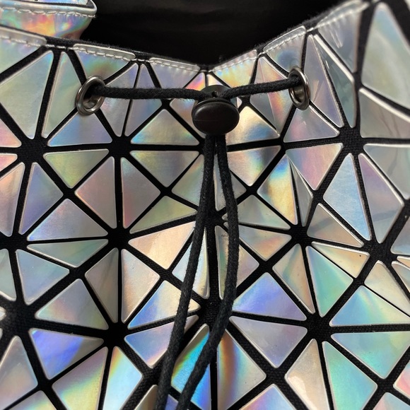 Futuristic Space Iridescent Holographic Geometric Triangles Backpack - Picture 5 of 13